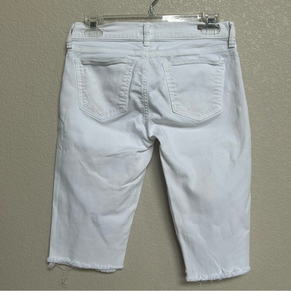 Citizens of Humanity White Bermuda Cutoff Jean Shorts Women’s 26 Raw Hem Denim - Picture 2 of 10